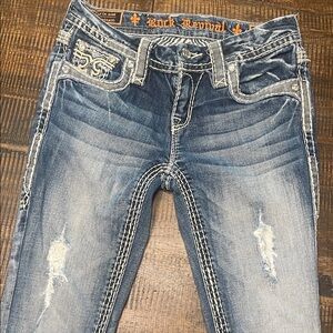 Rock Revival Women's Faded Distressed Blue Skinny Jeans